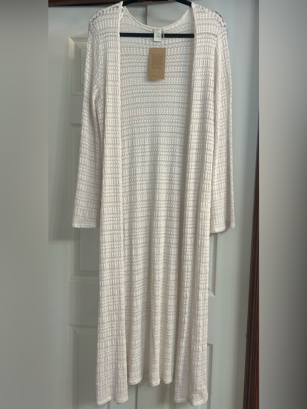 Paper Crane Cream Openwork Knit Long Cardigan.  New With Tags